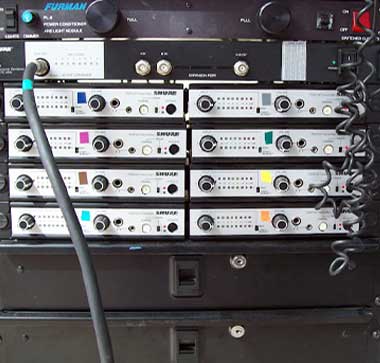 photo of stage audio amplifiers